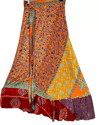 Incredible-art Women's Indian Sari Wrap Skirt Handmade Reversible Vintage Hippie • $25.94