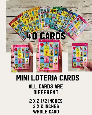 40 Mini Loteria Mexican Bingo Game Boards Cards 3x2 Inches 40 Cartas De Lotería • $35