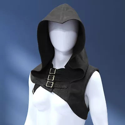 Cowl Hood Sleeveless Comfy Solid Color Buckles Cowl Hat Costume • $32