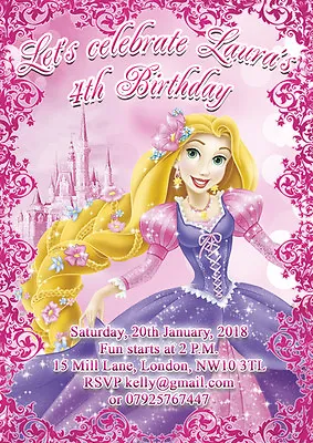 10 X Personalised Birthday Party Invitations Or Thank You Cards Rapunzel Tangled • £5.49