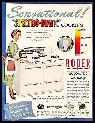 1953 Roper Spectro-Matic Gas Range Vintage PRINT AD Cooking Woman Kitchen • $17.99