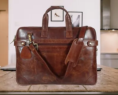 Genuine Leather Briefcase For Men 16  Laptop Shoulder Messenger Bag • $84.71