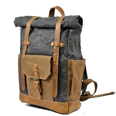 Canvas Vintage Backpack Waterproof 17  Computer Sling Bag Retro Travel Rucksack • $79.30