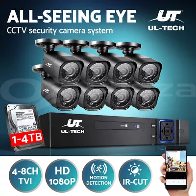 UL-tech CCTV Security System Camera 8CH 4CH DVR HD Outdoor Waterproof 1080P • $368.95