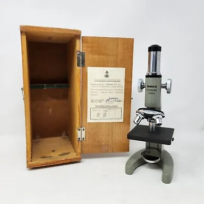 Vintage Tasco 300x Student Microscope W Wooden Carrying Case • $80.44