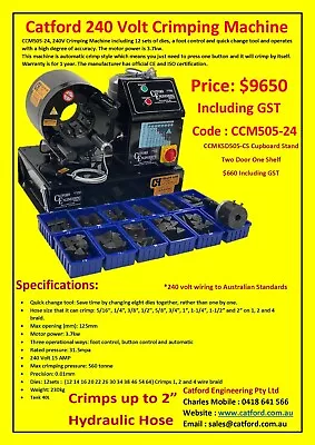 240 Volt 12 Volt & Manual Hand Pump Hydraulic Crimping Machines • $7550