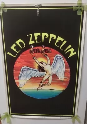 Led Zeppelin Swan Song Vintage Black Light Poster 23 X 35 Vintage !  • $120.99