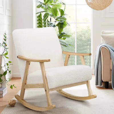 Modern Teddy Rocking Chair Nursery Upholstered Glider Rocker Accent Armchair NEW • $169.99