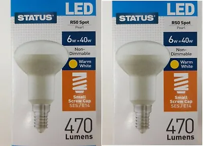 2 X 6w =40w LED Spotlight Reflector Light Bulb R50 SES E14 Warm White 3000K • £8.25