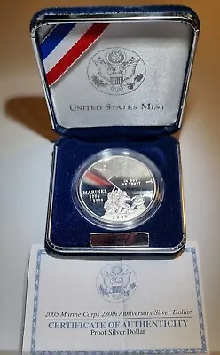United States Marine Corps 230th Anniversary Silver Dollar With Box And COA • $124.46