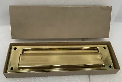 Vintage Polished Brass Letter Box Plate Magazine Size In Box Mail Slot For Door • $39.99