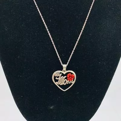 Sterling Silver #1 Mom Heart Pendant Necklace • $12.99