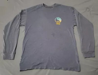 Vans Skateboard Men's Large Long Sleeve Gray Shirt Teal/Yellow Graphic 2 Stains • $4.88