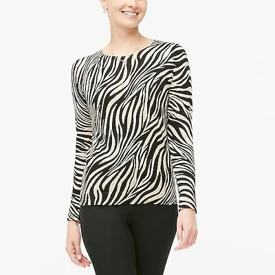 NWT J. Crew Animal Print Zebra Teddie Sweater $79.50 100% Cotton Sz S • $22.99
