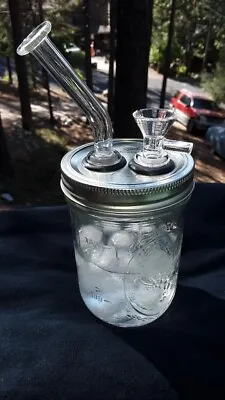 4+20 Day Water Pipe Bubbler Bong Mason Jar Bong! Mini Glass Mouthpiece! 16 Oz. • $34