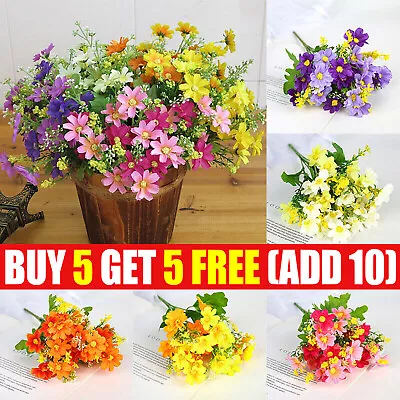 28 Heads Silk Artificial Fake Flowers Daisy Bunch Bouquet Home Wedding Decor • £3.19