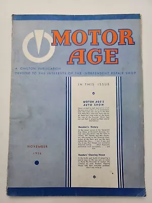 VTG Motor Age NOVEMBER 1936 Automobile Magazine - 1937 New Cars - INTACT • $25.77