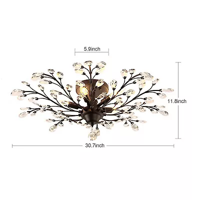 Crystal 5-Light Chandelier Branches Pendant Lamp Vintage Bedroom Ceiling Fixture • $71.25