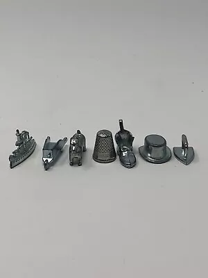 Lot Of 7 Monopoly Replacement Pieces Metal Tokens Hat-shoe-ship-iron-etc.. • $4.99