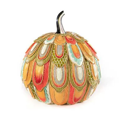 MacKenzie-Childs Aurora Feathers Pumpkin NEW In Box • $198