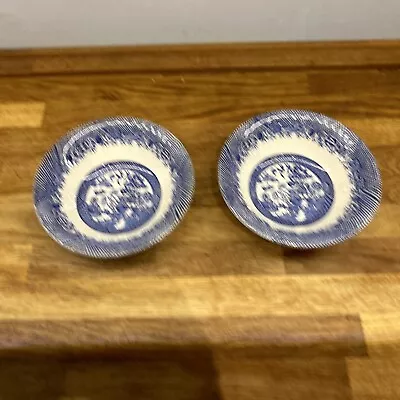 Vintage Matching Set Of 2 Old Willow Pattern Barratts Of Staffordshire Bowls • £14