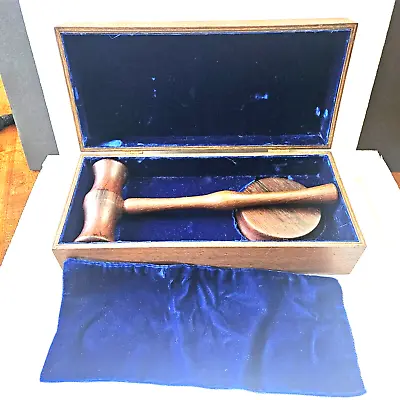 Vintage Handcrafted Wooden Gavel & Sound Block Set W/Original Wood Box/Excellent • $95