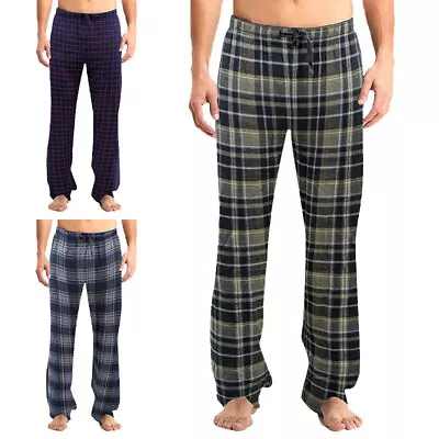 Mens Pyjama Bottoms Cotton Woven Check Stripe Loungewear Soft Sleepwear Trousers • £6.99