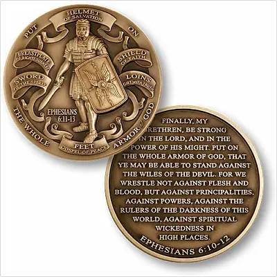 Armor Of God Commemorative Challenge Coin High Relief Ephesians 6:10-12 - Medium • $8.75