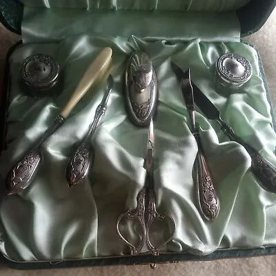 Foster & Bailey (F&B) Victorian Manicure & Vanity Set. Sterling Silver. 8-pc Set • $385