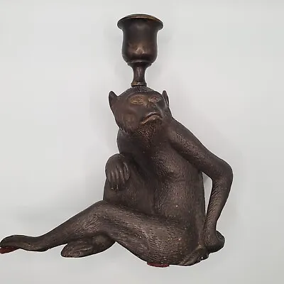 Maitland Smith Vintage Bronze Monkey Candle Holder • $169