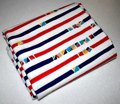 Vintage Retro NAUTICAL Print Quilt RED WHITE BLUE Stripe Craft 1.4 Yards Lx58 W • $5