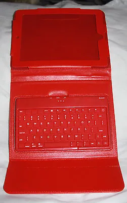 Folding Tablet Cover/Case Folio Red With Bluetooth Keyboard Tested Works • $19.99