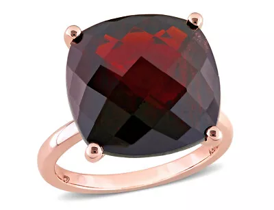 15.00 Carat (ctw) Garnet Cushion-Cut Solitaire Ring In 14K Rose Pink Gold • $1679