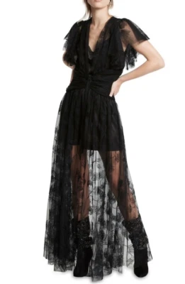 $139 • Buy RARE Sass And Bide Salomes Dance V Neck Gown Dress Black 36 EU / 6 AU / 2 US