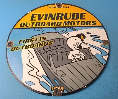 Vintage Evinrude Porcelain Outboards & Fishing Boat Gasoline Motors Sales Sign • $143.47