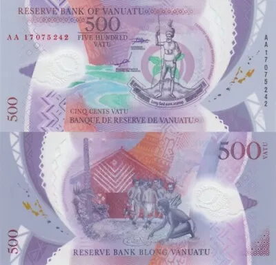 Vanuatu: 500 Vatu Banknote  P New 2017 UNC Polymer • $11.99