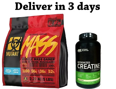 Mutant Mass Weight Gainer Protein 5 Lbs Cookies & Cream+ON Creatine Powder 300G. • $39.99