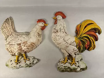Homco Rooster Hen Set Wall Plaque Decor Country Farmhouse Chicken Vintage • $29.99