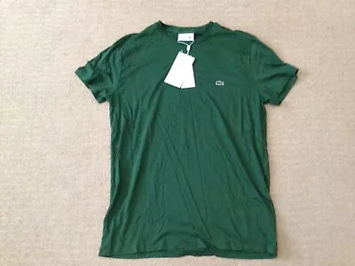 LACOSTE Mens Regular Fit T-Shirt Top Size 4 Small Green Pima Cotton • £8.99