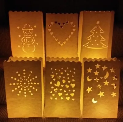 10 X 26cm Luminary Paper Lantern Candle Bags - Multi-listing Choice Of Designs • £3.99