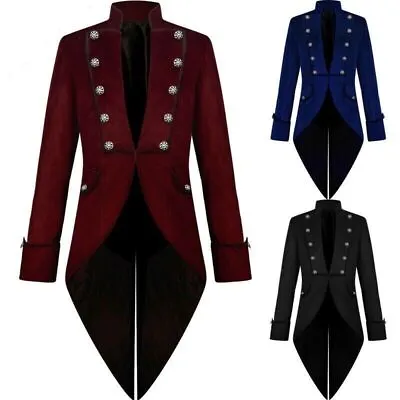 Mens Medieval Steampunk Coat Vintage Tailcoat Jacket Gothic Victorian Frock Coat • $39.79