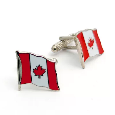 Canadian Flag Cufflinks By Onyx Art - Gift Boxed - Canada Maple Leaf Cuff Links • $13.68