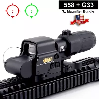 EXPS3-2 558 Tactical Red Green Dot HWS G33 3x Sight Magnifier With 20mm QD Mount • $179.95