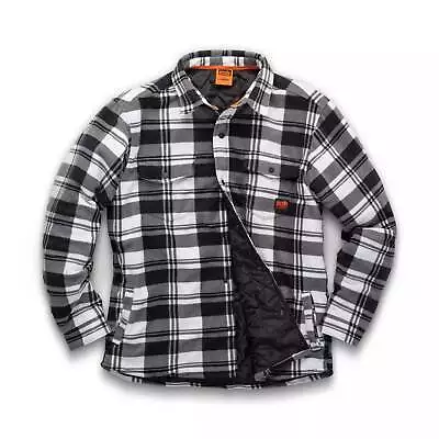 Scruffs Padded Checked Shirt - Black & White Work Check Shirt -  Jacket Comfort • £37.95