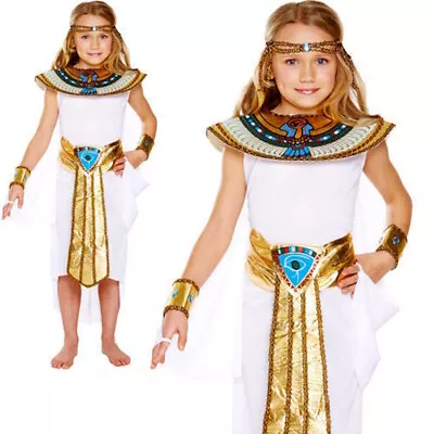 Girls Cleopatra Egyptian World Book Day Fancy Dress Costume To Fit Age 4-12 Yrs • £11.95