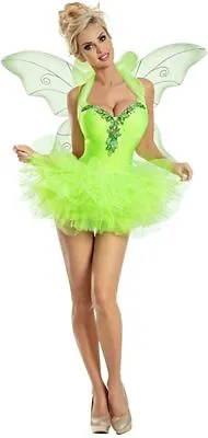 Party King Tinkerbell Green Fairy Dress Adult Womens Halloween Costume PK2006 • $151.12