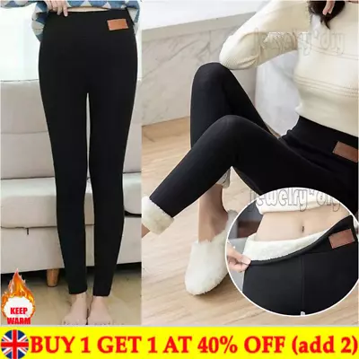 £3.79 • Buy Ladies Winter Warm Thick Trousers Fleece Lined Thermal Stretchy Leggings Pants&