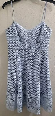 J.Crew Light Blue Daisy Lace Midi Dress Eyelet Classic Sundress Fit Flare Sz 6P • $21