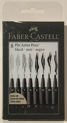 Faber-castell 8 Pitt Black  Artist Pens-india Ink-0.1 Mm-1.5 Mm-waterproof-new • $16.99