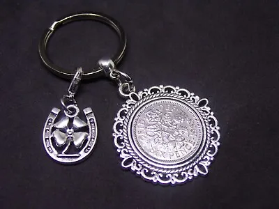 £6.95 • Buy 1953 70th Birthday Gift Lucky Sixpence Coin Keyring & Lucky Horseshoe Charm N2